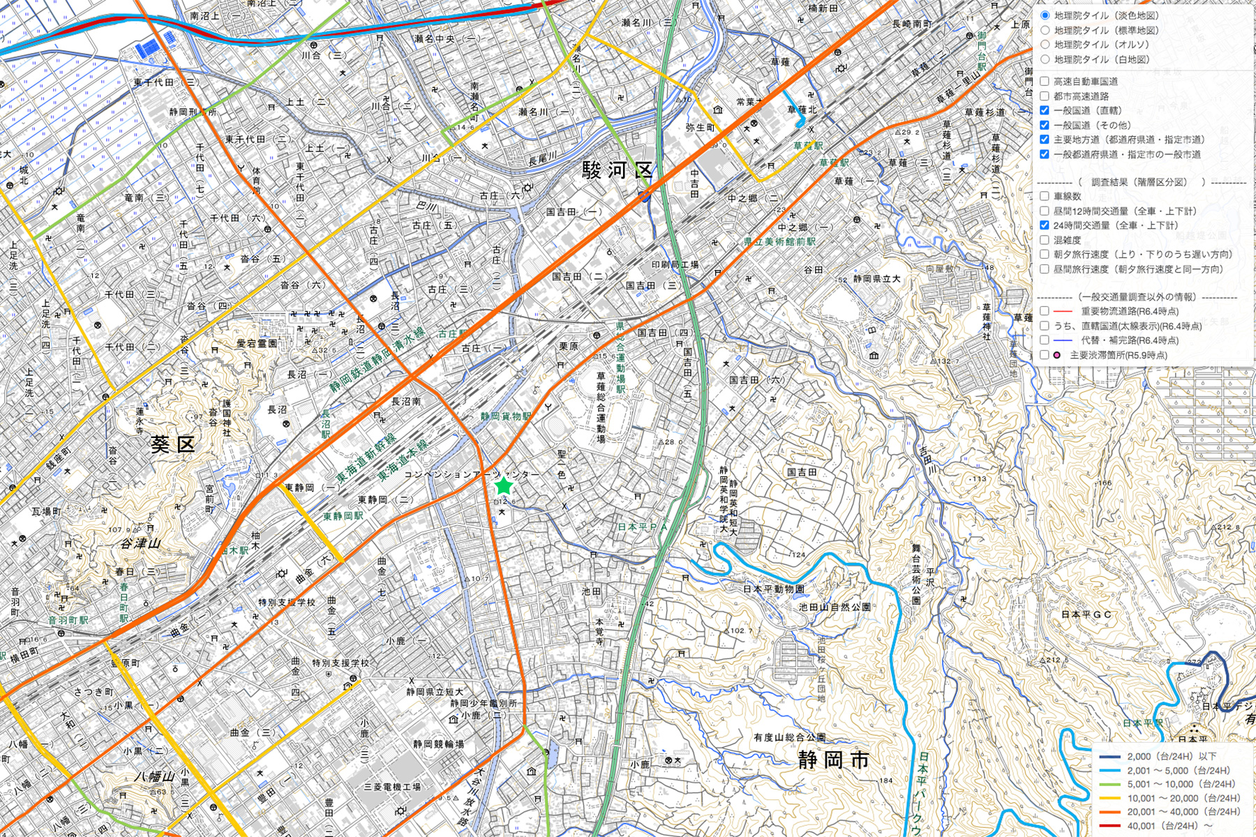 静岡市池田交差点付近交通量