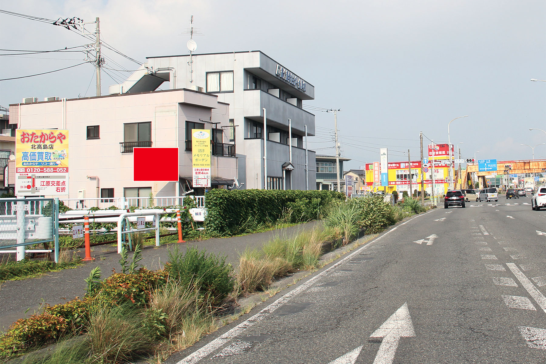 国道1号沿い 西熊堂交差点西側看板